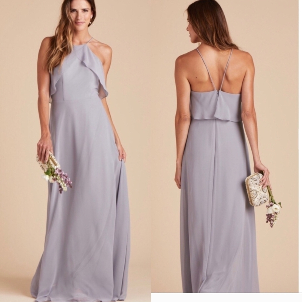 Birdy Grey Jules Dress Women's Small Silver Maxi Dress Gown Golden 3